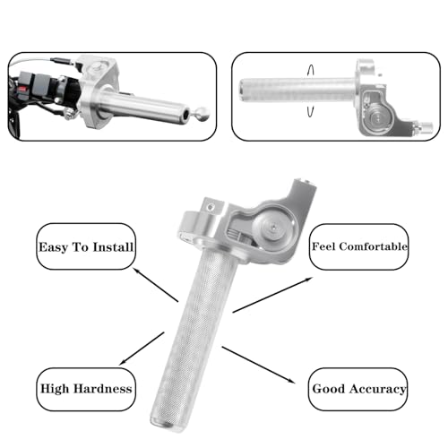Motorcycle Throttle Grip 7/8" 22mm CNC Aluminum Quick Twister with Throttle Cable for KLX CR CRF EXC XR CRF50 CRF230 50 110 125 230 250 Dirt Pit Bike Motocross Motorbike Quad ATV - color: Style-B-Silver