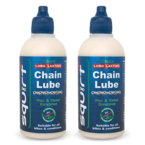 Squirt Chain Lube for Bikes 2 Pack (120ml) – Long-Lasting Lubricant for All Bike Chains – All-Weather Dry Lube to Reduce Noise & Chainsuck – Bicycle Tools & Maintenance Aid - size: 2 Pack, 120ml