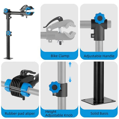 Urban Deco Bike Repair Stand, Wall Mounted Bike Work Stand, 360 Swivel Clamp, Holds Up to 20 kg, Black+Blue, Ideal for Home Maintenance - size: 27 inch straight