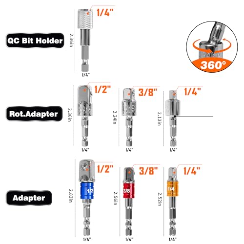 39-Piece Flexible Drill Bit Extension Set with 105° Right Angle Adapter, Metric Sockets, Magnetic Bit Holders, Storage Case