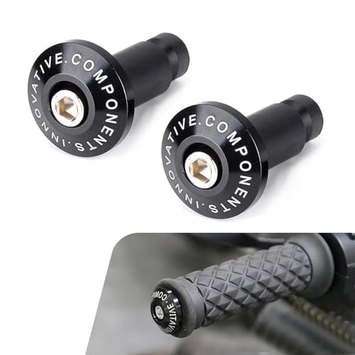 2PCS Motorcycle Bar End Plug Anti Vibration Silder Plug, 7/8" Alloy Shockproof Handlebar Cover, Personalized Motorcycle Handlebar Grip End Caps Decoration, for Most Dirt Bikes (Black)