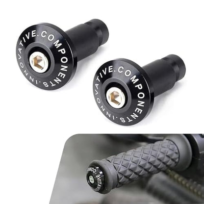 2PCS Motorcycle Bar End Plug Anti Vibration Silder Plug, 7/8" Alloy Shockproof Handlebar Cover, Personalized Motorcycle Handlebar Grip End Caps Decoration, for Most Dirt Bikes (Black)