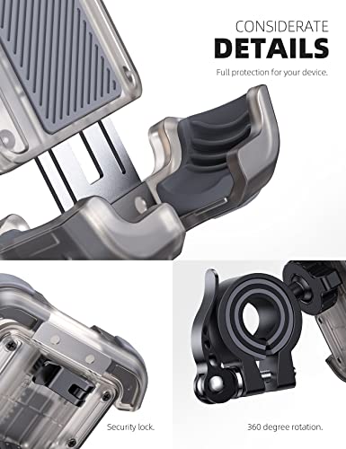 Lamicall Motorcycle Phone Mount, Bike Holder - Upgrade Cellphone Bike Holder, Bicycle Scooter Handlebar Phone Cradle Clip for iPhone 15 Pro Max/ 14, Galaxy S24, 4.7-6.8" Devices - color: Transparent
