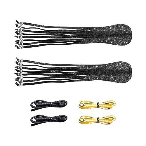 Motorcycle Lever Cover PU Leather Fringed Brake Clutch Covers Universal Grip Tassels Motorcycle Handlebar Covers with Skull Beads - color: Black with Purple Strap