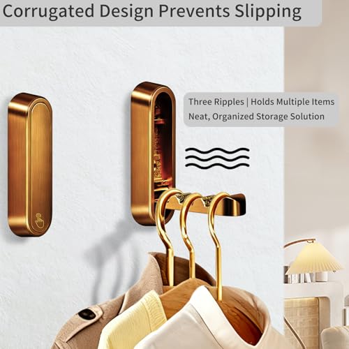 2PCS Foldable Wall Hooks, Flip Down Design with 40 lbs Heavy-Duty Capacity, Retractable Wall Hooks for Bathroom, Bedroom & Entryway Space Saving (Bronze) - color: Bronze, size: 2 Hooks