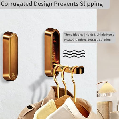 2PCS Foldable Wall Hooks, Flip Down Design with 40 lbs Heavy-Duty Capacity, Retractable Wall Hooks for Bathroom, Bedroom & Entryway Space Saving (Bronze) - color: Bronze, size: 2 Hooks