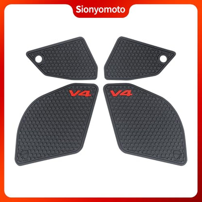 Fuel Gas Tank Pad Protector Stickers Decal Set Compatible with Panigale V4/V4S 2022 2023 2024- Anti-Slip Protective Kit, Black | 4-Piece
