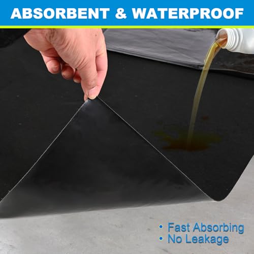 A A IN 29 x 36 Inch Oil Spill Mat for Garage Floor, Premium Absorbent Oil Pad, Waterproof & Reusable, Washable, Durable, Black