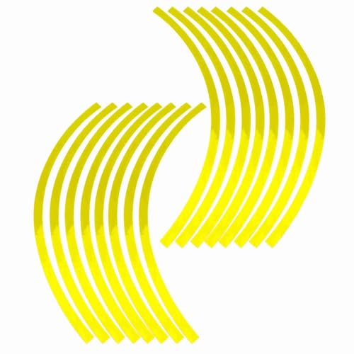 Reflective Wheel Rim Stripe Decal Sticker for 16-19 inch Rim Size Universal Car Motorcycle Wheel Reflective Pinstripe Decal Tape Sticker Decoration Film (Fluorescent Yellow)