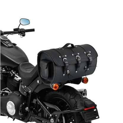Vance Leather Plain PVC Motorcycle Tail Bag w Quick-Release Straps, Dual Side Pockets, Universal Fit Storage for Cruiser and Touring Motorcycles - style: Plain