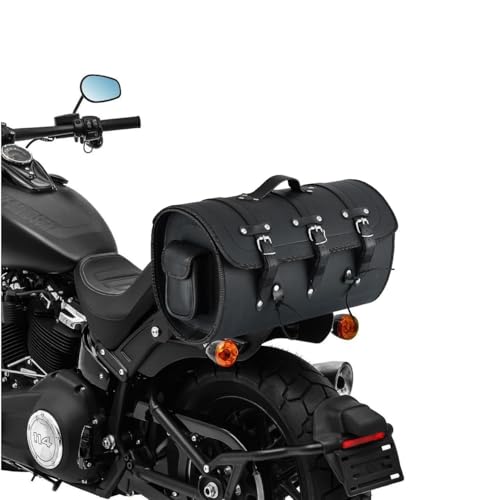 Vance Leather Plain PVC Motorcycle Tail Bag w Quick-Release Straps, Dual Side Pockets, Universal Fit Storage for Cruiser and Touring Motorcycles - style: Plain