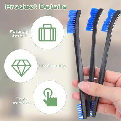4 Pcs Small Cleaning Brush, Double-Ended Nylon Brush, Jewelry Cleaning Brushes for Detailed Cleanings of Jewelry, Cars, Kitchen, and Spaces - color: Blue Brush Head