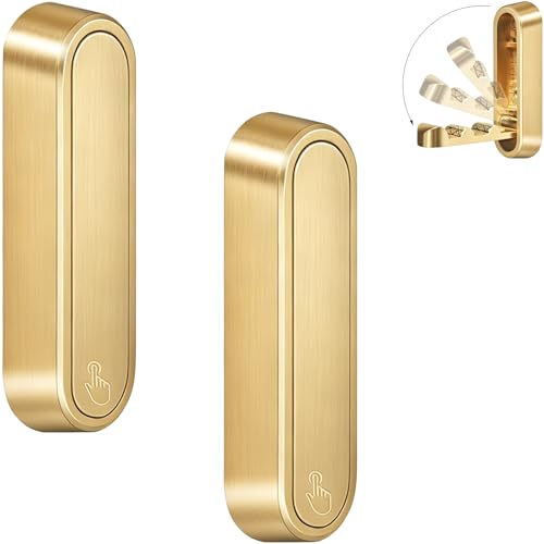 2PCS Foldable Wall Hooks, Flip Down Design with 40 lbs Heavy-Duty Capacity, Retractable Wall Hooks for Bathroom, Bedroom & Entryway Space Saving (Gold) - color: Gold, size: 2 Hooks