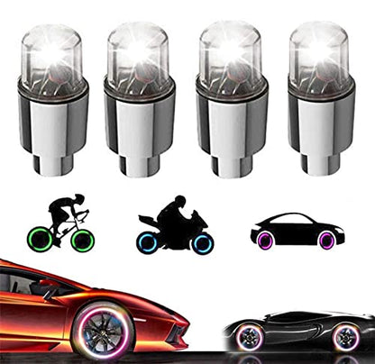 4 Pack LED Valve Stem Caps Lights for Car Tires Wheel Assemblies Light up Air Neon Bicycle Motorcycle Tyre Bike Truck Golf Cart for Kids Men Women(4 White) - color: 4 White