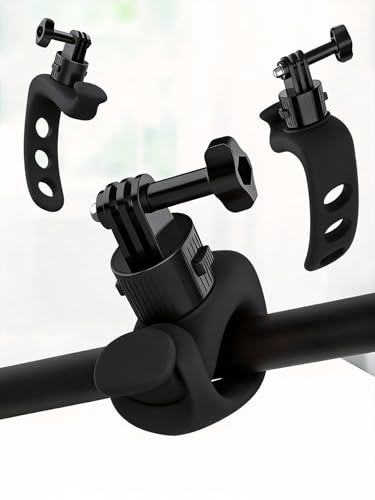 Flexible Mount Wrap Band Compatible with GoPro DJI Insta360 Action Cameras, Motorcycle Bike Handlebar Roll Bar Tube Clip Holder Accessories for Photography Video Recording, Silicone