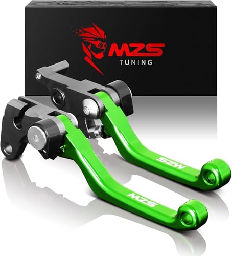MZS Green Dirt Bike Brake Clutch Levers Pivot Adjustable CNC Compatible with KLX300R 2020 2021 2022 2023 2024 2025 - color: Green, size: KLX300R