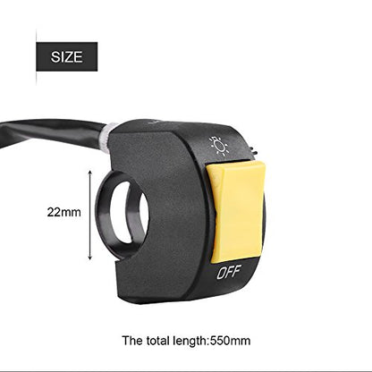Motorcycle Handlebar Mount Switch, Universal 12V 10A 7/8inch Mount LED Headlight On/Off Switch with Button(Yellow)