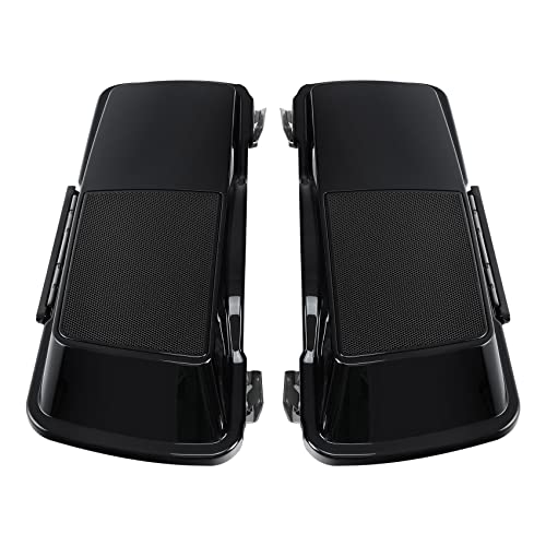 TCMT 5" Stretched Extended Saddlebags 6X9 Speaker Lid Latches Fits For Harley 1994-2013 Touring CVO Road Glide Road King Street Glide Electra Glide Ultra Classic 1994-2013 Vivid Black - color: Vivid Black Black Latches(6x9 Speaker Lid)