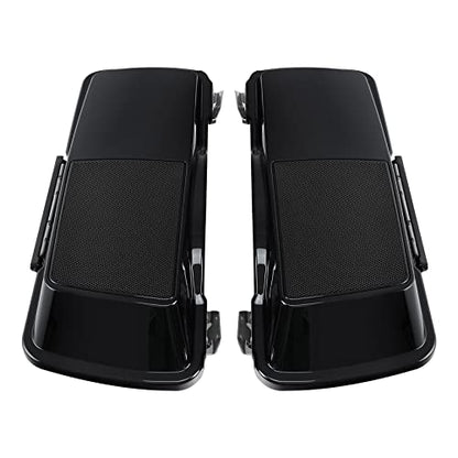 TCMT 5" Stretched Extended Saddlebags 6X9 Speaker Lid Latches Fits For Harley 1994-2013 Touring CVO Road Glide Road King Street Glide Electra Glide Ultra Classic 1994-2013 Vivid Black - color: Vivid Black Black Latches(6x9 Speaker Lid)