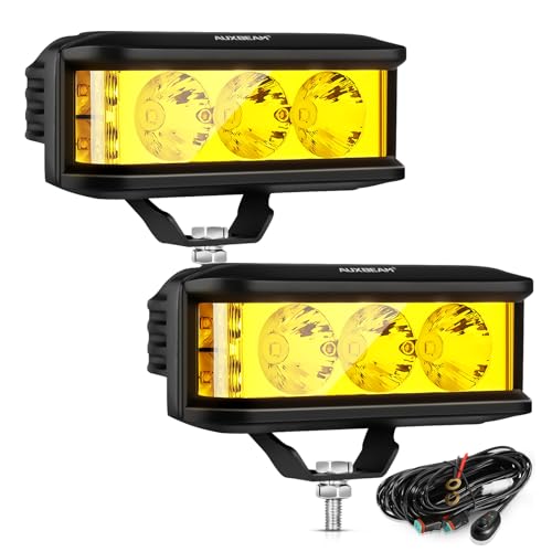 Auxbeam 5inch 68W Amber Fog Light Side Shooter LED Bar with Golden Yellow Spot Flood Combo Beam, Waterproof Offroad Fog Light for UTV ATV Jeep Wrangler Motor Truck Boat - color: Yellow Offroad Lights
