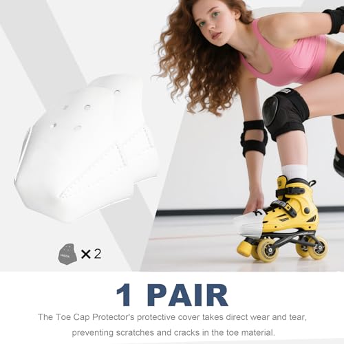 100% Real Cowhide | Toe Cap Guard Protectors | Roller Skate Derby Speed 1 Pair(White) - color: White