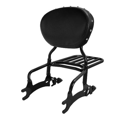 SLMOTO Motorcycle Quick Release Sissy Bar Passenger Backrest Pad Luggage Rack for Indian Chieftain Limited 2017-2022 Chieftain Classic 2018-2020 - color: Black Backrest + Black Sissy Bar