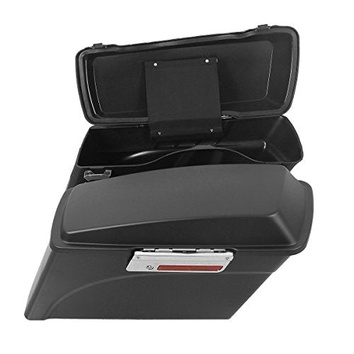 TCMT Hard Saddle bags Trunk w/Lid Latch Key & Liners Carpet Insert Fits For Harley HD Touring CVO Road Glide Road King Street Glide Electra Glide Ultra Classic 1994-2013 - color: Matte Black Chrome Latches#A