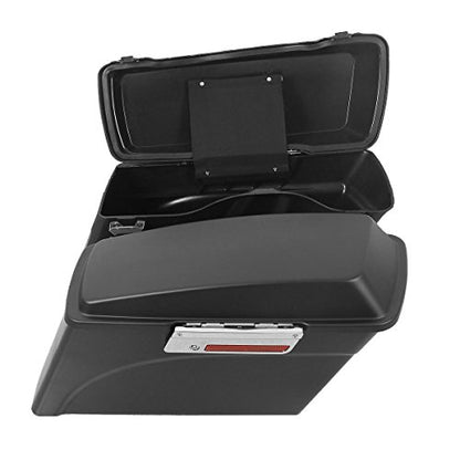TCMT Hard Saddle bags Trunk w/Lid Latch Key & Liners Carpet Insert Fits For Harley HD Touring CVO Road Glide Road King Street Glide Electra Glide Ultra Classic 1994-2013 - color: Matte Black Chrome Latches#A