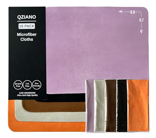 10 Pack Microfiber Cleaning Cloths, Premium 110D Scratch-Free & Lint-Free Clean Cloth for Eyeglasses, Phone Screen, Camera Lens, VR/AR Headset, Car Mirror, Reusable & Washable (5 Colour, 6.9 * 5.7) - color: 5 Colour