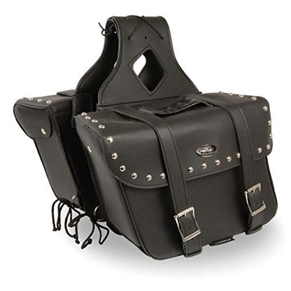 Milwaukee Leather Studded Throw-Over Motorcycle Saddlebags – Synthetic Leather – Universal Fit – Zip-Off - Large - color: SH579ZB-BLACK, size: Large