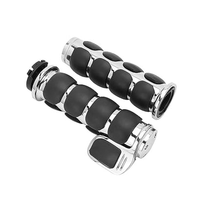 DREAMIZER 25.4MM Motorcycle Handlebar Grips 1 inch Compatible with Honda Shadow Spirit 750 Valkyrie Fury VTX1300 VTX1800 VT400 VT750 VT1100 - Smooth - style: Flat-chrome With Big Throttle