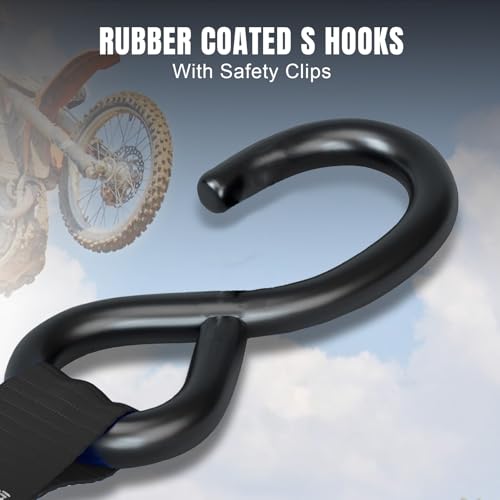 Jack Boss Ratchet Tie Down Straps Set,1500 lbs Break Strength, 1" x 15' Heavy Duty Ratchet Straps with 4X Soft Loops Padded Handles Coated S Hook, Fits for Moving Appliances Motorcycle ATV Truck,Black - color: Black