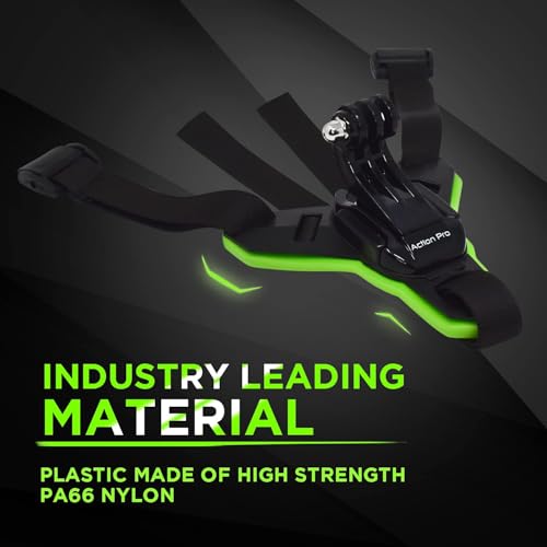 Action Pro™ Motorcycle Helmet Chin Strap Mount Compatible with GoPro Hero 12, 11, 10, 9, 8, 7, (2018), 6, Hero Black, Insta 360, Session, Xiaomi Yi, SJCAM (Green) - color: Green 2.0