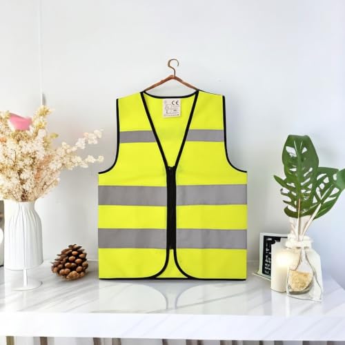 High Visibility Kids Safety Vest,Toddler Safety Vest,Reflective Vest Kids,Toddler Construction Vest For Cycling &Running, Y/2Pack/XS/Zipper - color: Neon Yellow（zipper-2pc）, size: X-Small