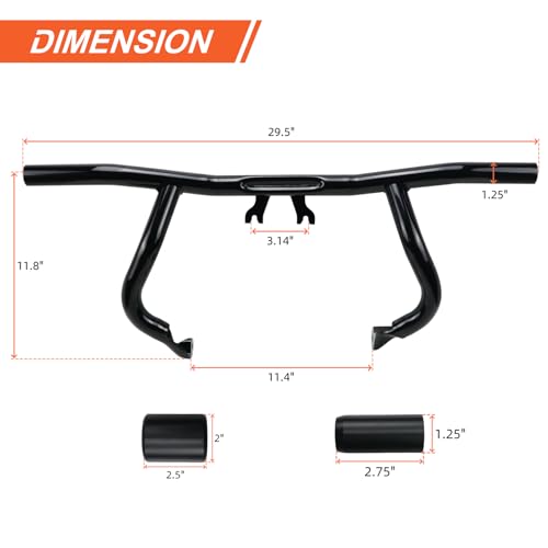 Engine Guard Flat Out Crash Bar for Harley Touring Street Glide Road Glide Road King Electra Glide Ultra Models (2014-2025) - color: Gloss Black Flat Out Crash Bar
