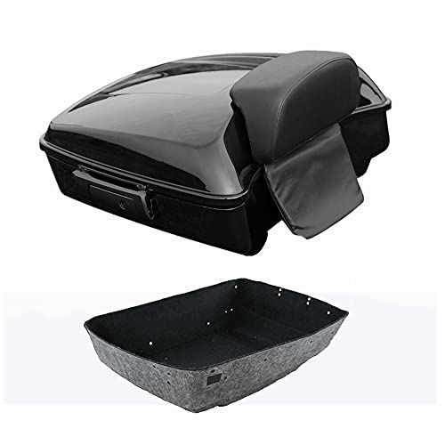 10.7" Chopped Luggage Trunk & Black Latch Backrest Fit For Harley 2014-2025 Touring Street Road Glide - color: Gloss Black Trunk + Small Backrest
