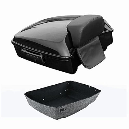 10.7" Chopped Luggage Trunk & Black Latch Backrest Fit For Harley 2014-2025 Touring Street Road Glide - color: Gloss Black Trunk + Small Backrest
