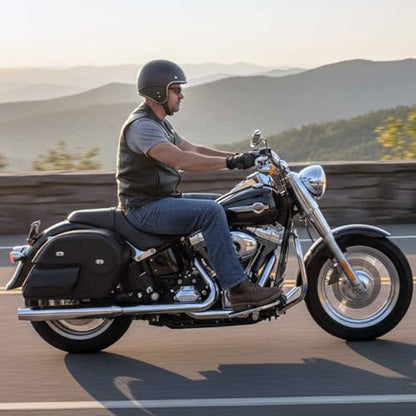 Milwaukee Leather MP8305 Black PVC Cruiser Style Slant Pouch Throw Over Saddlebags - One Size