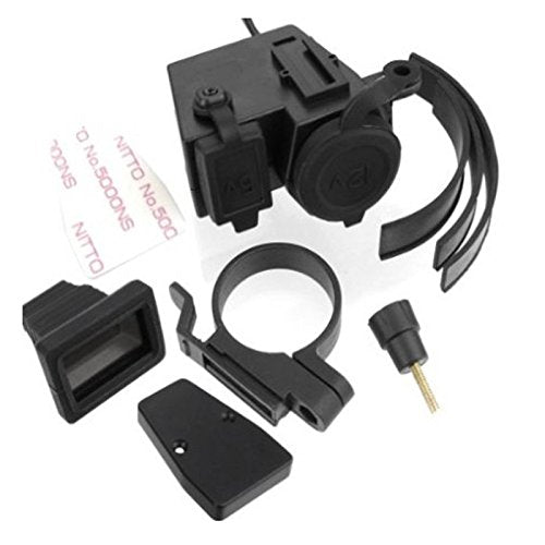 12V Car Charger Motorcycle Handlebar Clamp Charger Waterproof IP67 Charger Cigarette Lighter USB Power Port Outlet Socket Charger