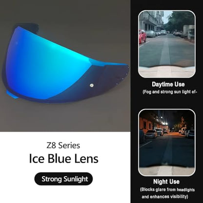 Shoei RF1400 X15 Helmet Visor Replacement Shield, Anti-Fog Sun Shield Accessory Compatible with RF-1400, X15, CWR-2, Z8, X-SPR PRO(Sapphire Blue) - color: Sapphire Blue