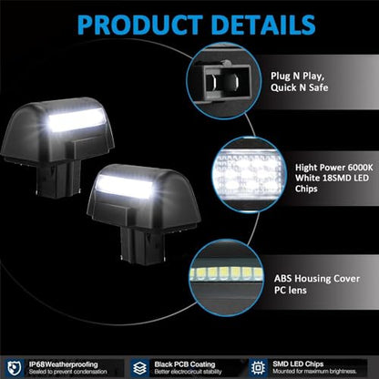 Bestview LED License Plate Lights Assembly Housing Compatible with Ford Transit MK5 MK6 MK7 1985-2014, 6000K White 2-Pieces - color: for 1985-2014 Ford Transit