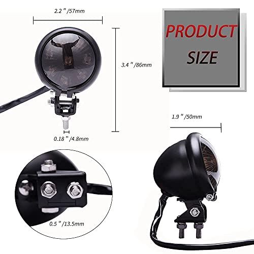 Motorcycle Tail Light LED Bates Style Bullet Brake Stop Rear Lamp for Bobber Chopper Cafe Racer Bonneville XS650 - Smoke Black - color: Smoke Black