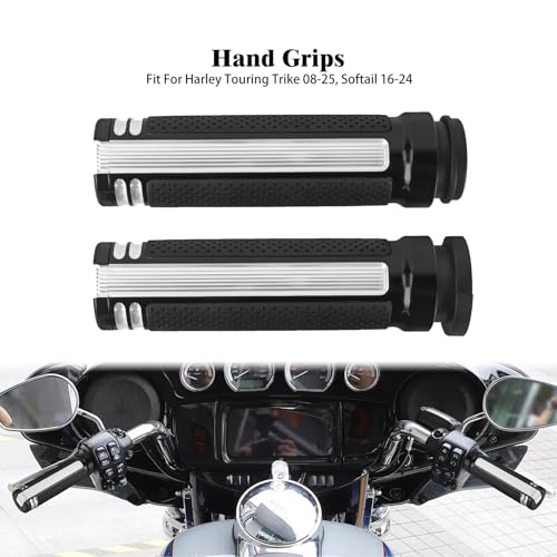 Motorcycle Hand Grips Handlebar Grips Fit for Harley Touring 2008-2025 Trike 2008-2025 Softail 2016-2024, 1 Inch Electronic Throttle Hand Grips - color: Black and White