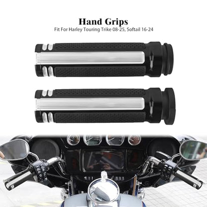 Motorcycle Hand Grips Handlebar Grips Fit for Harley Touring 2008-2025 Trike 2008-2025 Softail 2016-2024, 1 Inch Electronic Throttle Hand Grips - color: Black and White