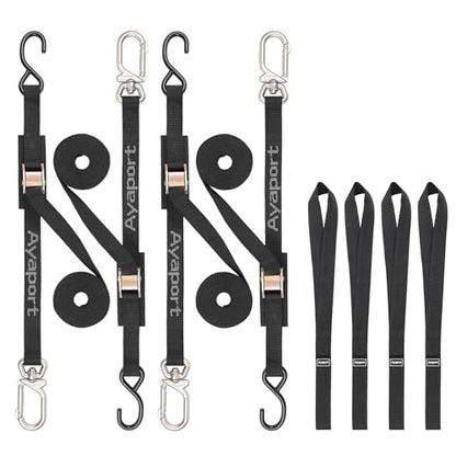 Ayaport Cam Buckle Tie Down Straps 10 feet with Swivel Carabiner Hook for Motorcycle, Kayak, Car, Truck, Dirt Bike - size: Swivel Hook-1"x10' black