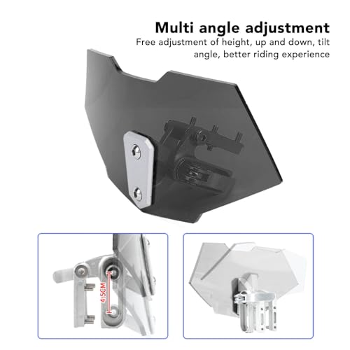 Motorcycle Windshield, Adjustable Windshield Extender, Acrylic Heightened Clip On Wind Deflector Windscreen Extension for Motorbike (Smoked Black) - size: Smoked Black