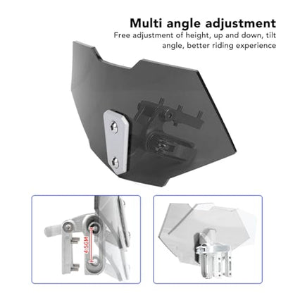 Motorcycle Windshield, Adjustable Windshield Extender, Acrylic Heightened Clip On Wind Deflector Windscreen Extension for Motorbike (Smoked Black) - size: Smoked Black