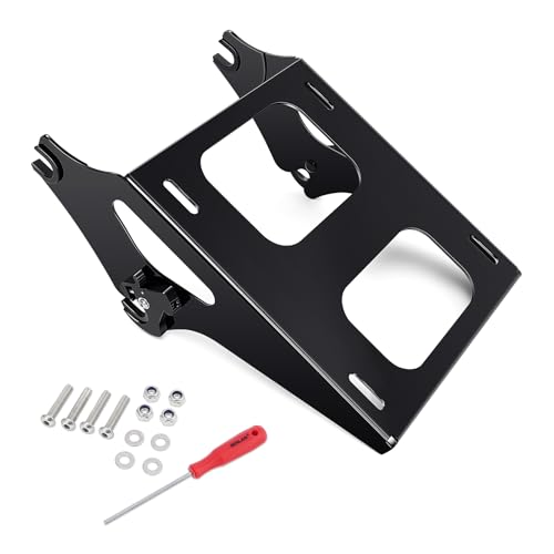 Benlari Thicker Tour Pack Mount Detachable 2-Up Trunk Tour Pack Mounting Rack，Fit for Harley Davidson Touring Street Glide Road King Road Glide Electra Glide 2014-2024 (Black) - color: Black