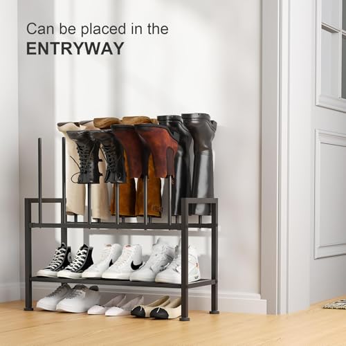 DIMJ Free Standing Shoe Racks - 3-Tier Boot Rack, Black Metal Boot Storage Organizer Tall Boots Organizer for Closet, Shoe Rack for Boots, Sneakers,Fit for 12 Pairs Boots, 2-Pack, Black - size: 2 Pack - 3-Tier