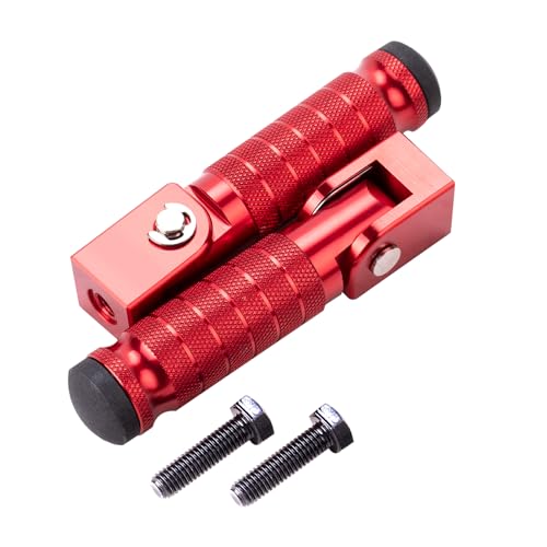 Motorcycle Foot Pegs, Foldable Footpegs Pedals 90° CNC Passenger Footrests Minibike M8 Install Bolts Fit for Dirt Bike Foot Pegs Yamah a, H0NDA, Su zuki, Aprili a Universal Folding Foot Pegs red - size: Foldable Red